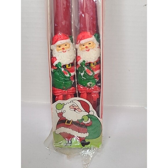 Vintage Christmas Tapered Candles 4183 J.S.N.Y Santa Claus  12" - Picture 2 of 3